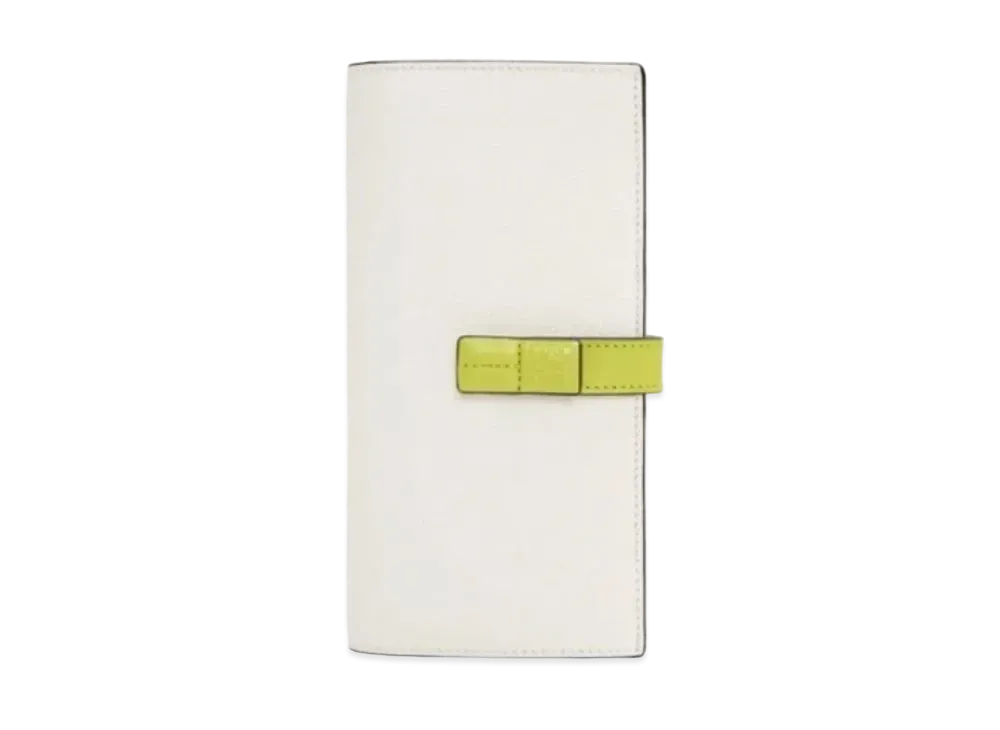 LOEWE Vertical Wallet Large Grain Calf "Soft White/Lime Yellow"