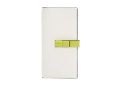 LOEWE Vertical Wallet Large Grain Calf "Soft White/Lime Yellow"