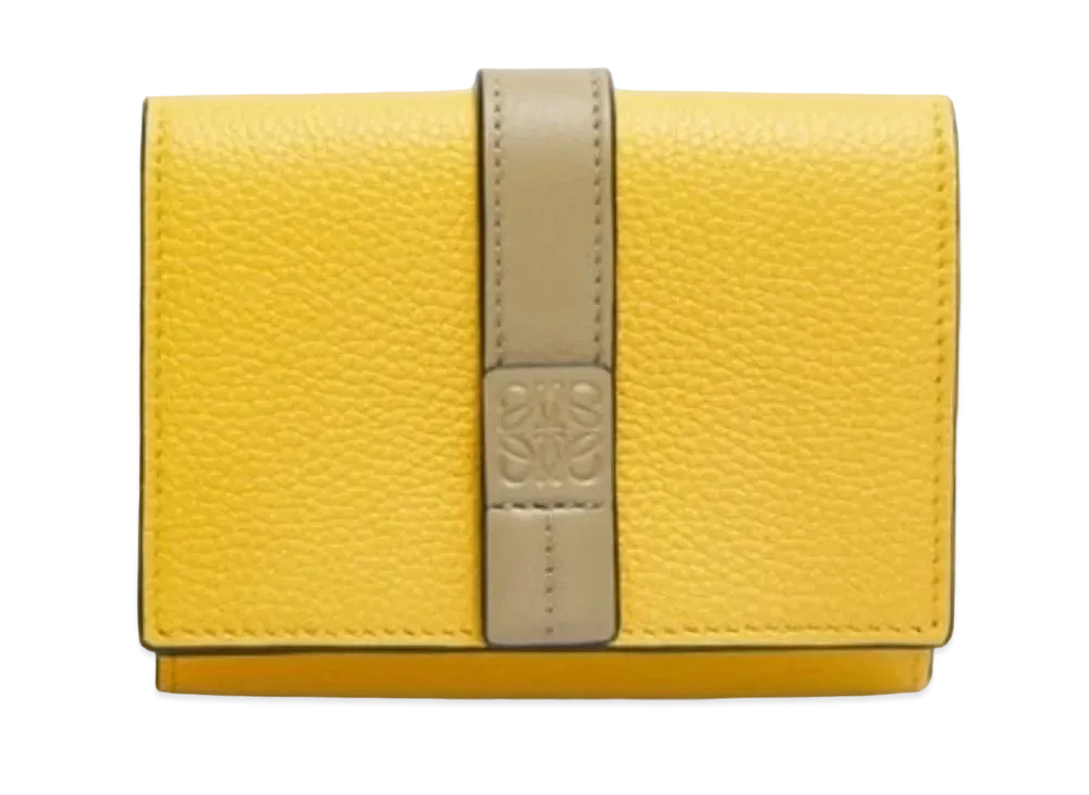 LOEWE Trifold Wallet Soft Grain Calf "Yellow/Clay Green"