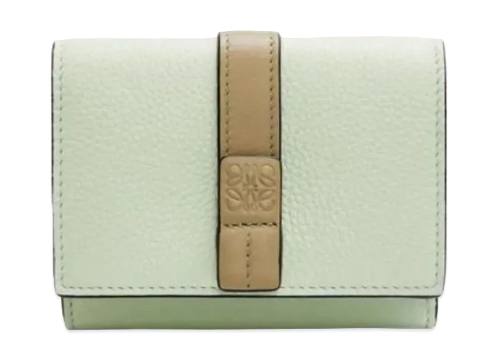 LOEWE Trifold Wallet Soft Grain Calf "Springjade/Clay Green"