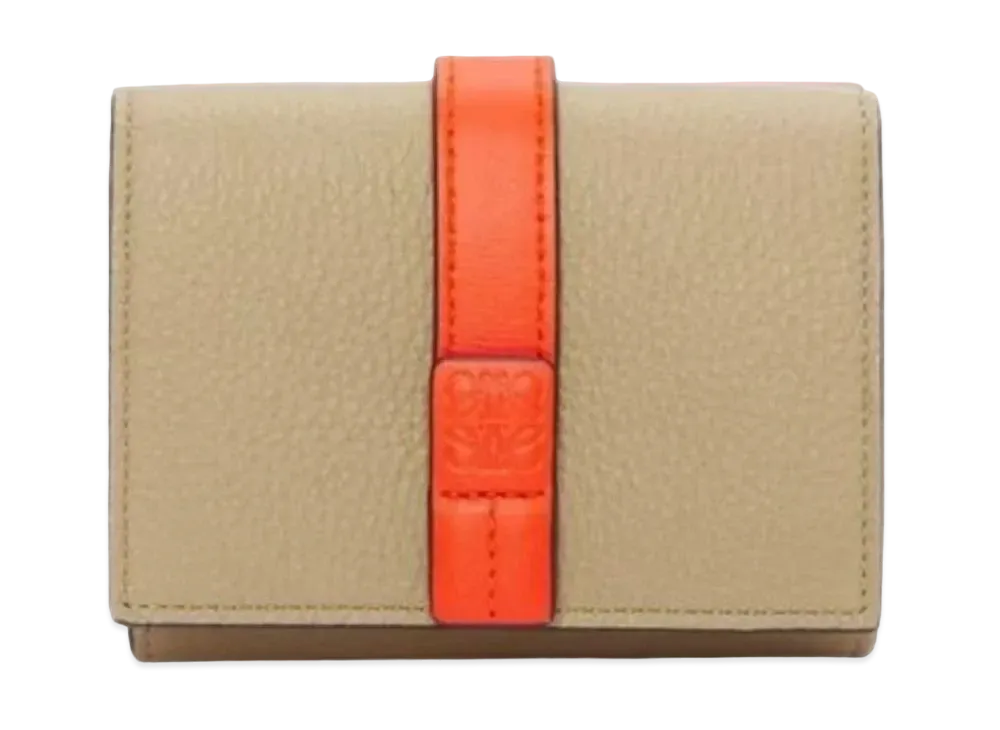 LOEWE Trifold Wallet Soft Grain Calf "Clay Green/Vivid Orange"