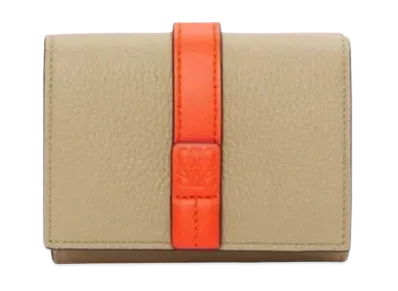 LOEWE Trifold Wallet Soft Grain Calf "Clay Green/Vivid Orange"