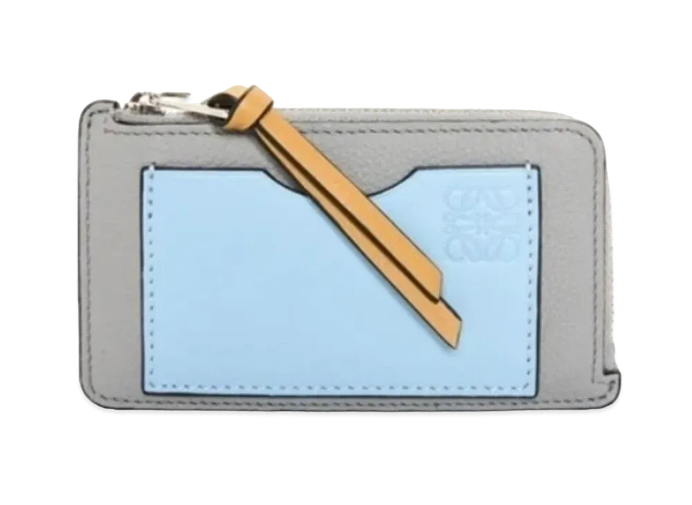 LOEWE Coin Card Holder Soft Grain Calf "Pearl Gray/Dusty Blue"