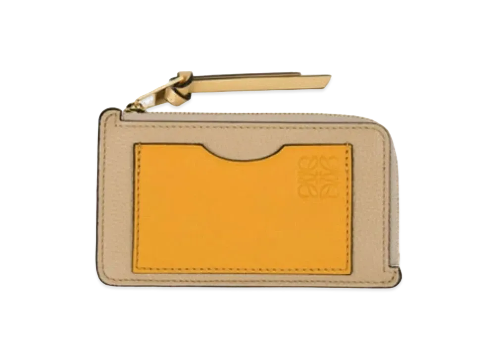 LOEWE Coin Card Holder Soft Grain Calf "Paper Craft/Sunflower"
