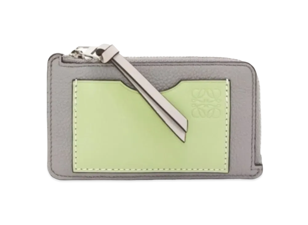 LOEWE Coin Card Holder Soft Grain Calf "Pearl Gray/Light Pale Green"