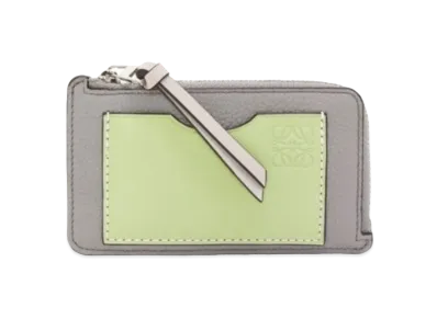 LOEWE Coin Card Holder Soft Grain Calf "Pearl Gray/Light Pale Green"