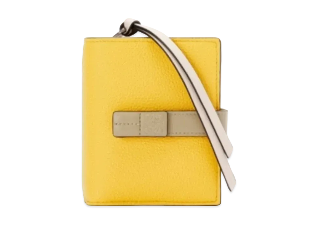 LOEWE Compact Zip Wallet Soft Grain Calf "Yellow/Clay Green"