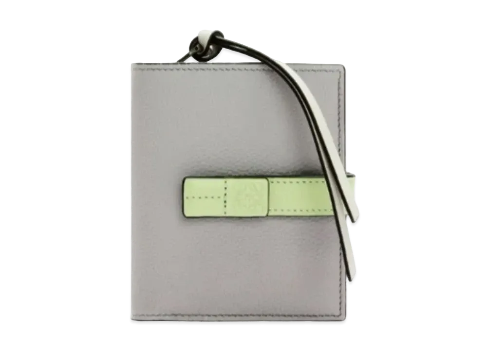 LOEWE Compact Zip Wallet Soft Grain Calf "Pearl Gray/Light Pale Green"