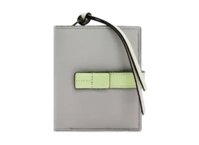 LOEWE Compact Zip Wallet Soft Grain Calf "Pearl Gray/Light Pale Green"