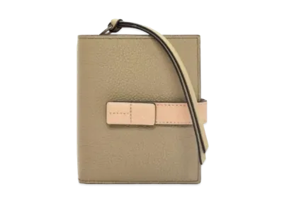 LOEWE Compact Zip Wallet Soft Grain Calf "Art Chooke Green/Dusty Beige"