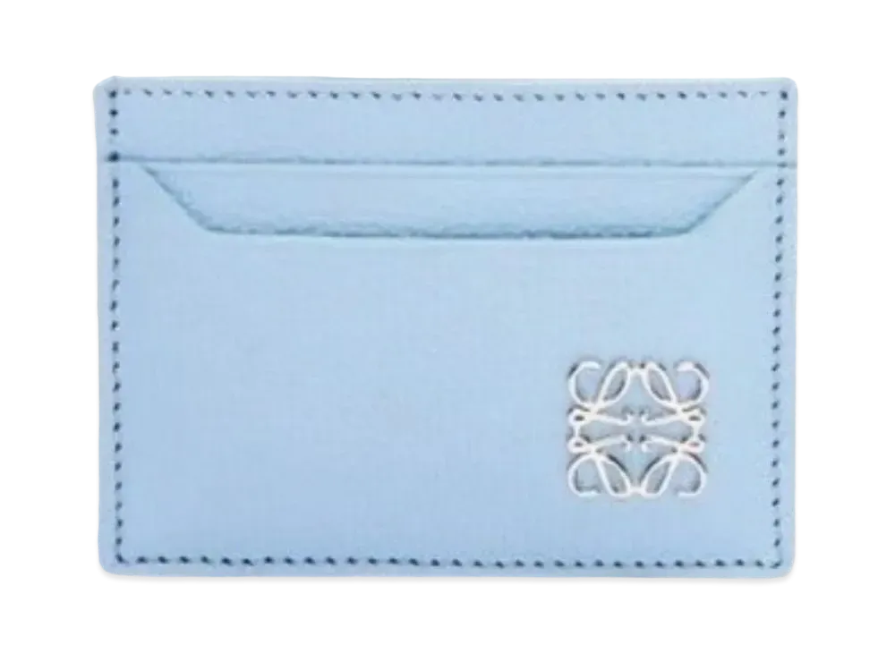 LOEWE Anagram Plain Card Holder Pebble Grain Calf "Dusty Blue"