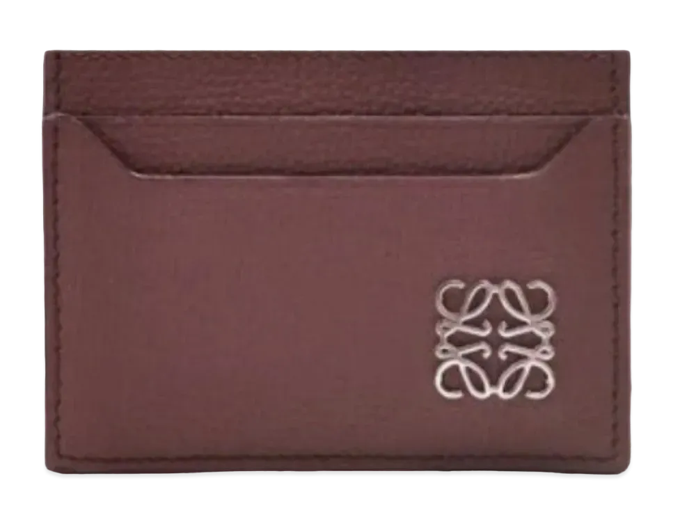 LOEWE Anagram Plain Card Holder Pebble Grain Calf "Burgundy"