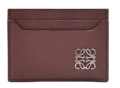 LOEWE Anagram Plain Card Holder Pebble Grain Calf "Burgundy"