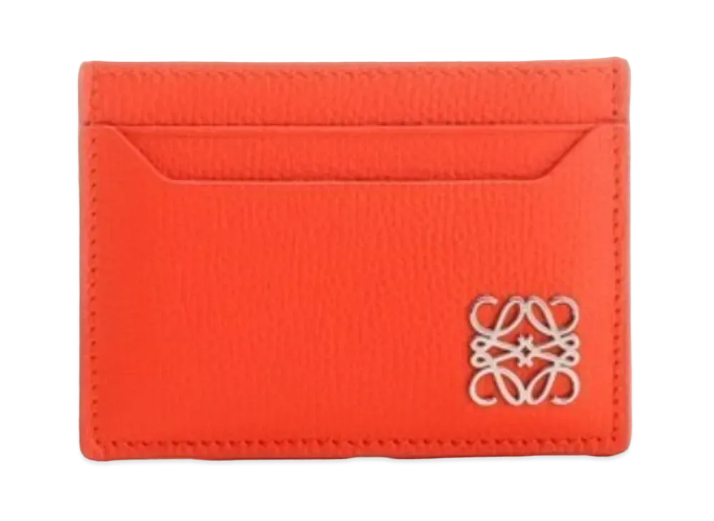 LOEWE Anagram Plain Card Holder Pebble Grain Calf "Vivid Orange"