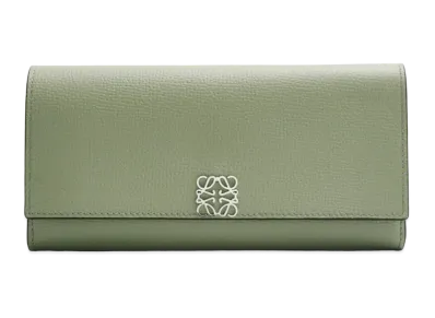 LOEWE Anagram Continental Wallet Pebble Grain Calf "Rosemary"