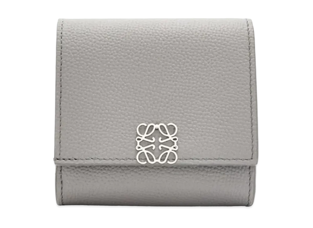 LOEWE Anagram Compact Flap Wallet Peble Grain Calf "Pearl Gray"