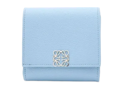 LOEWE Anagram Compact Flap Wallet Peble Grain Calf "Dusty Blue"