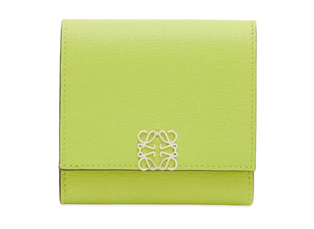 LOEWE Anagram Compact Flap Wallet Peble Grain Calf "Green Bean"