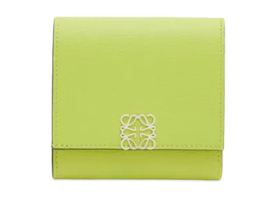 LOEWE Anagram Compact Flap Wallet Peble Grain Calf "Green Bean"