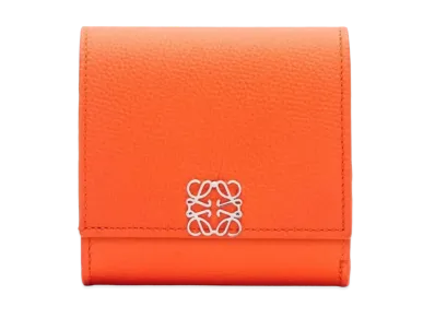 LOEWE Anagram Compact Flap Wallet Peble Grain Calf "Orange"