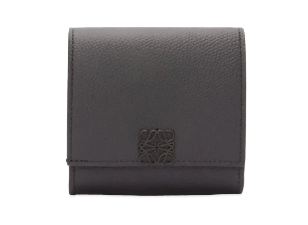 LOEWE Anagram Compact Flap Wallet Peble Grain Calf "Black"