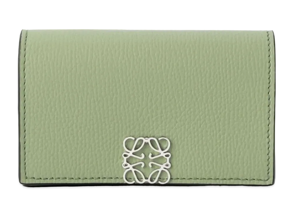 LOEWE Anagram Business Card Holder Pebble Grain Calf "Rosemary"
