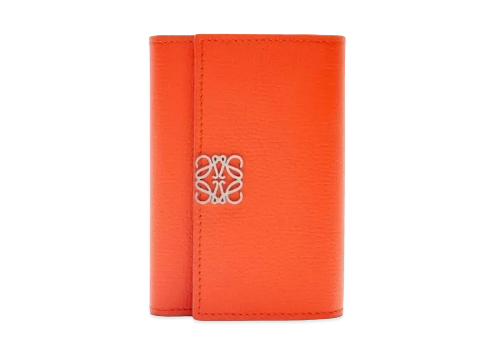 LOEWE Anagram Vertical Wallet Small Pebble Grain Calf "Vivid Orange"