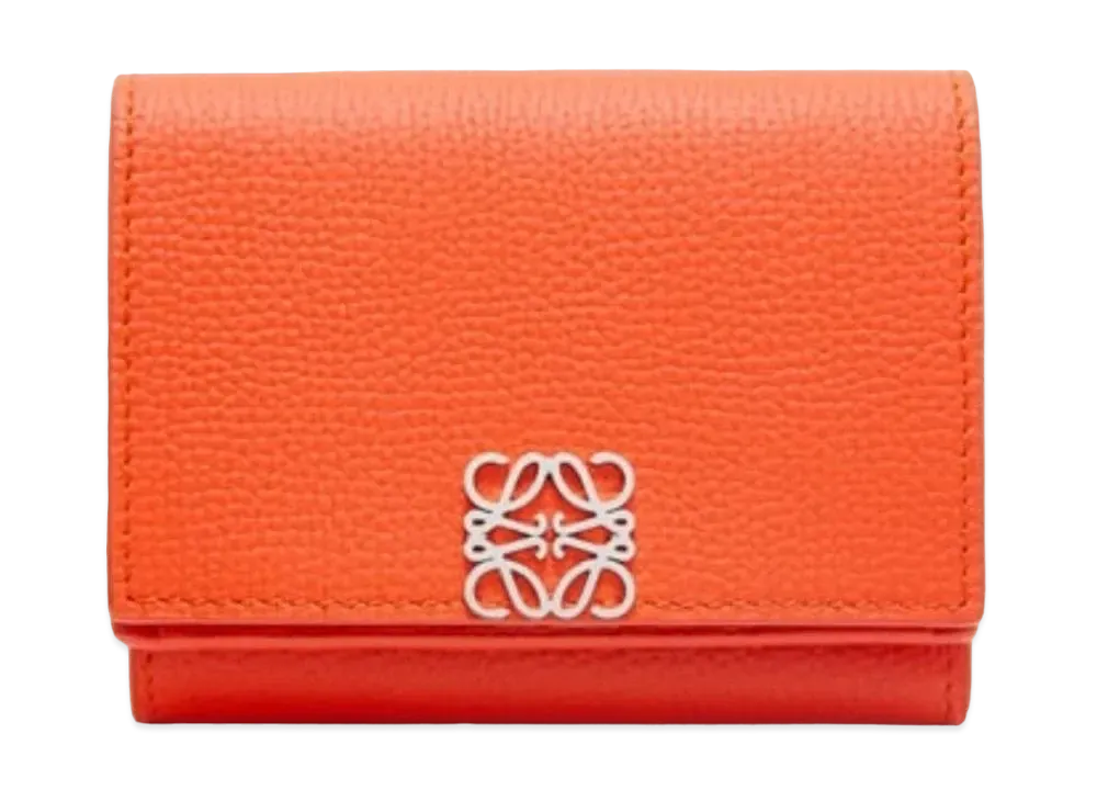 LOEWE Anagram Trifold Wallet Pebble Grain Calf "Vivid Orange"