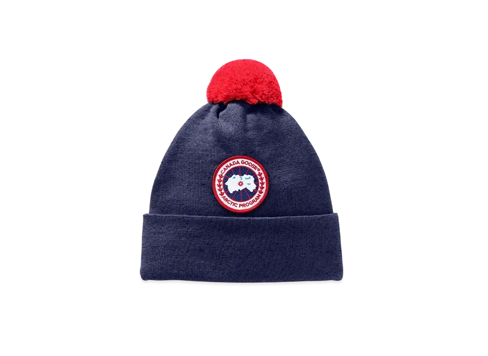 CANADA GOOSE Kids Merino Pom Toque "NavyHeather"