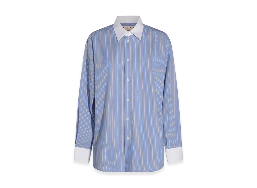 MARNI Women's Embroidered Poplin Oversize Shirt "Stripped"
