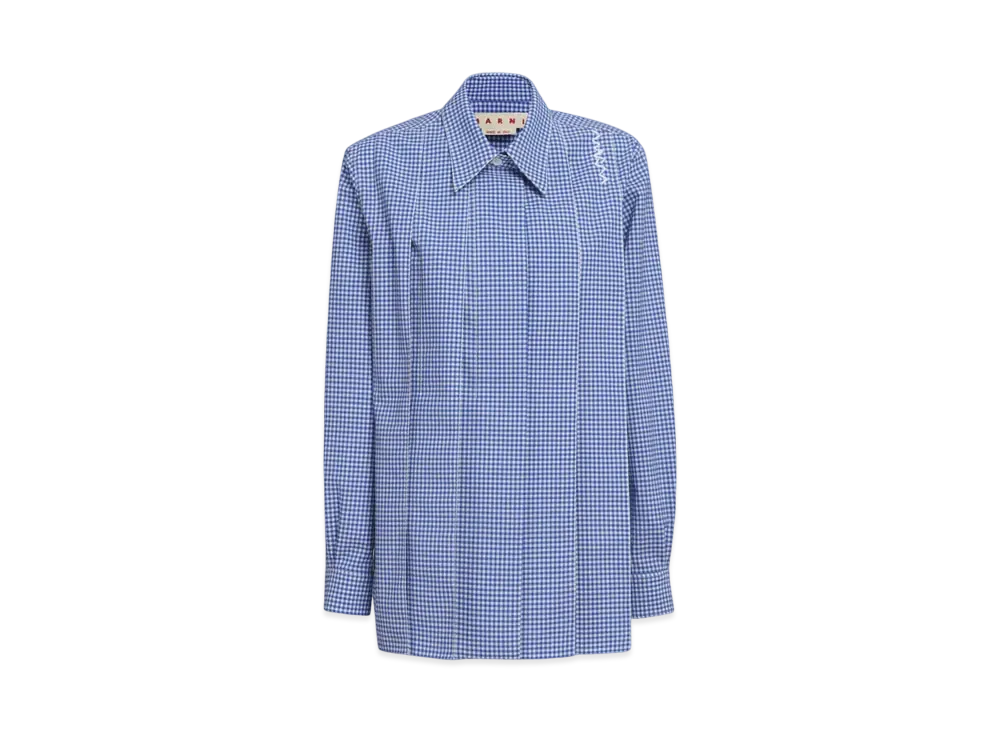 Marni Women's Wool Blend Checked Shirt "Blue"