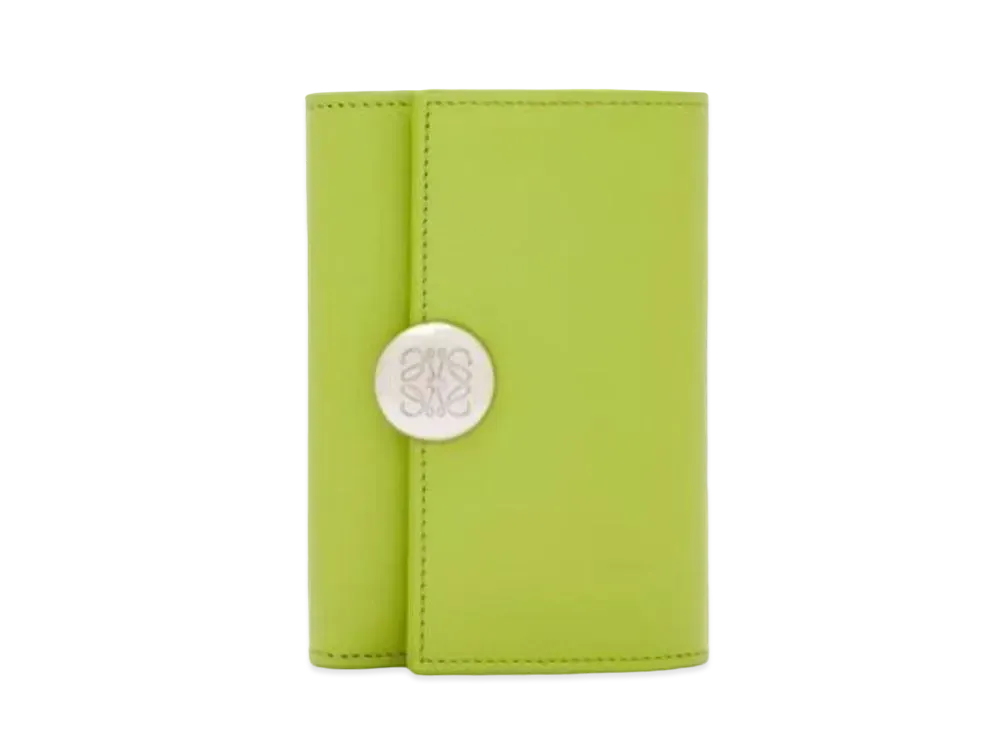 LOEWE Puble Birthical Wallet Small Shinina Pakaf "Green Leaf"