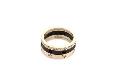 Cartier Love Ring Three Hoop Diamond "Pink Gold" Ceramic