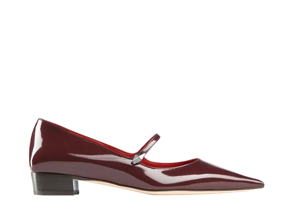 Jimmy Choo Women's Carolyn Flat Brushed Leather Flat Shoes "Garnet/Red"