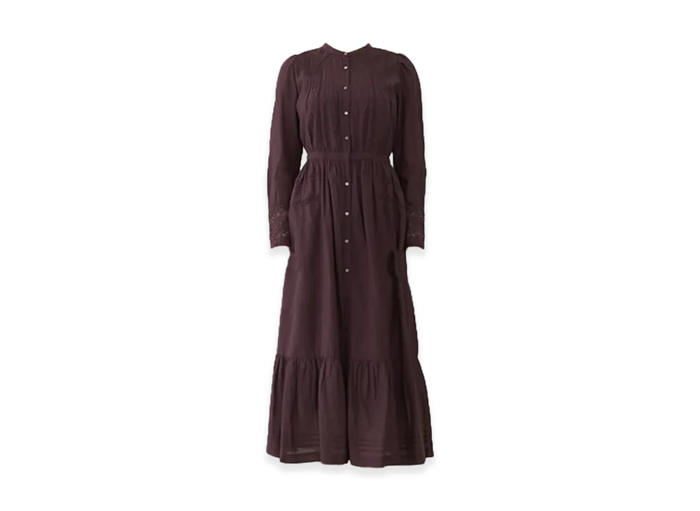 CASA FLINE Women's Antique Lace Pintuck Dress "Brown"