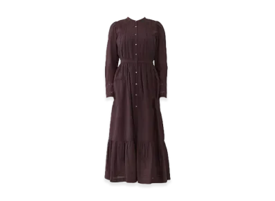 CASA FLINE Women's Antique Lace Pintuck Dress "Brown"