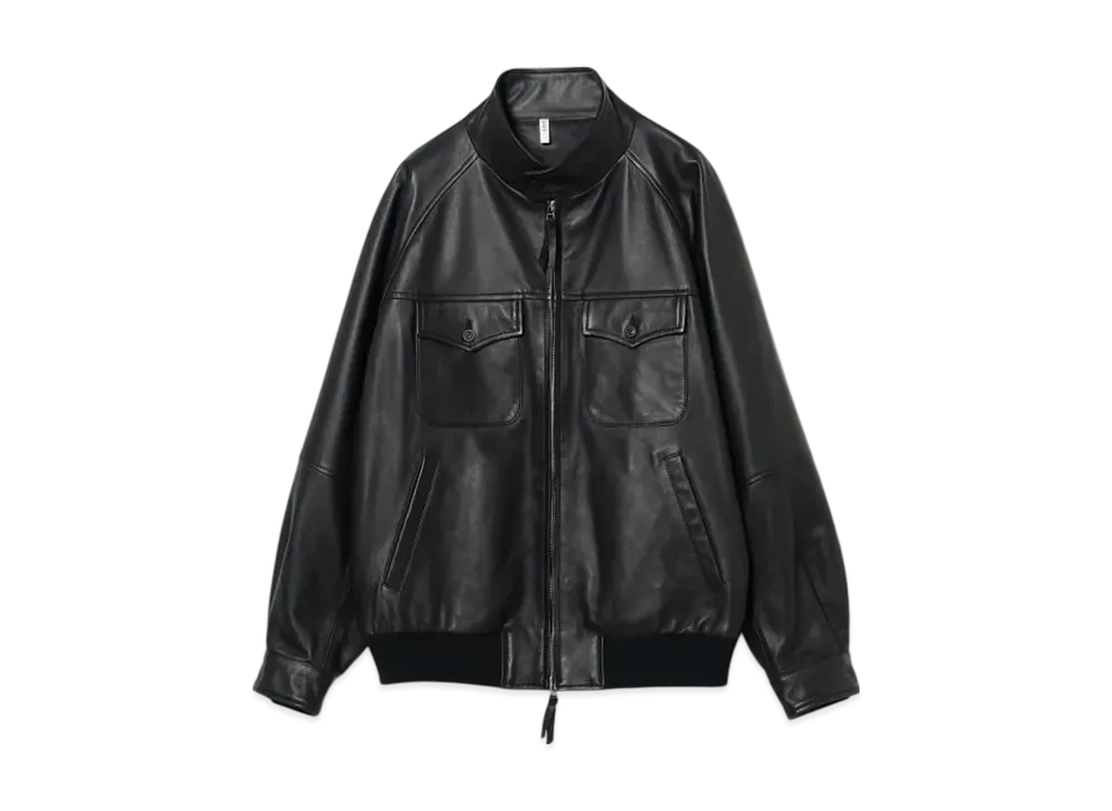 CCU Sheep Leather Stand Coollar Jacket "Black"