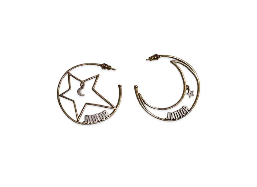 Dior J'Adior Hoop Earring Star Moon "Gold"
