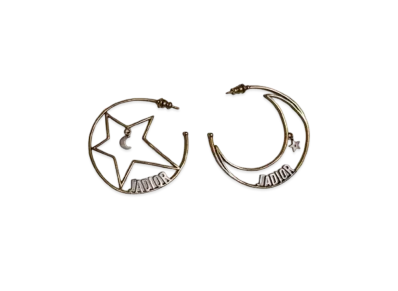 Dior J'Adior Hoop Earring Star Moon "Gold"