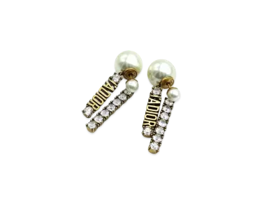 Dior J'Adior Fake Pearl Rhinestone Earring "Gold"