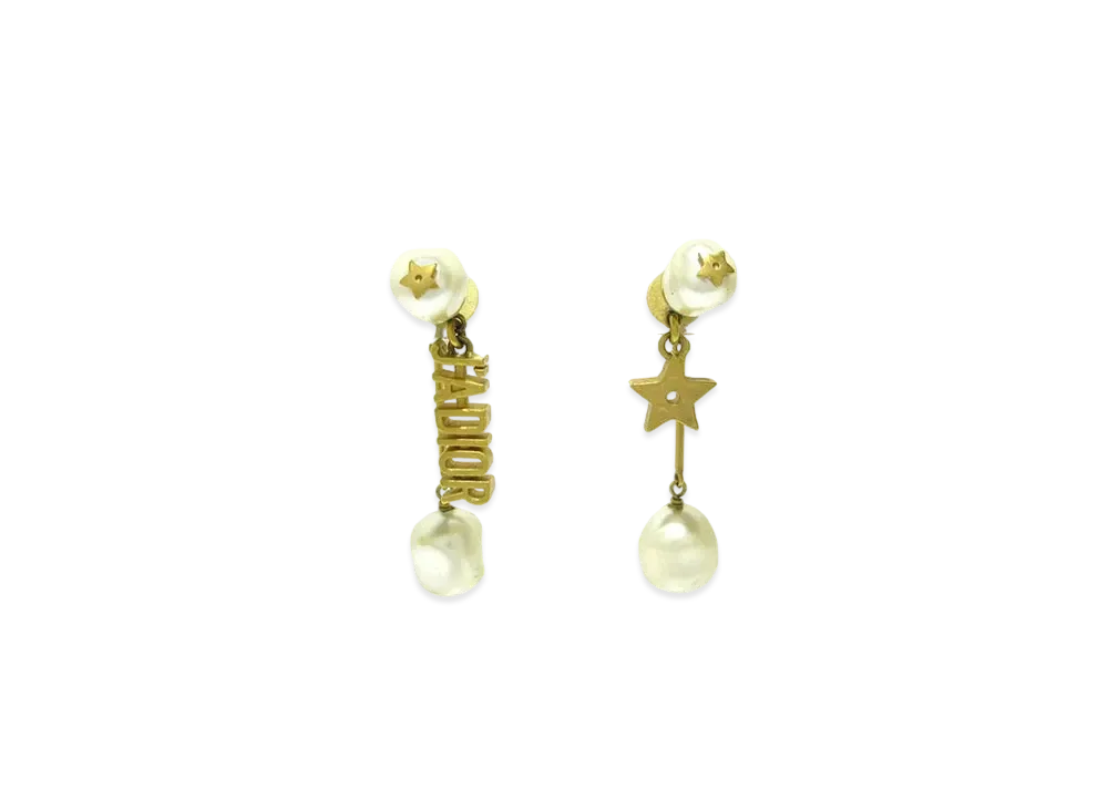 Dior J'Adior Star Drop Fake Pearl Earring "Gold"