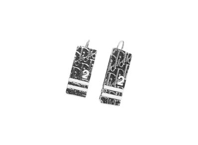 Dior Trotter Plate Earring "Black/Silver"