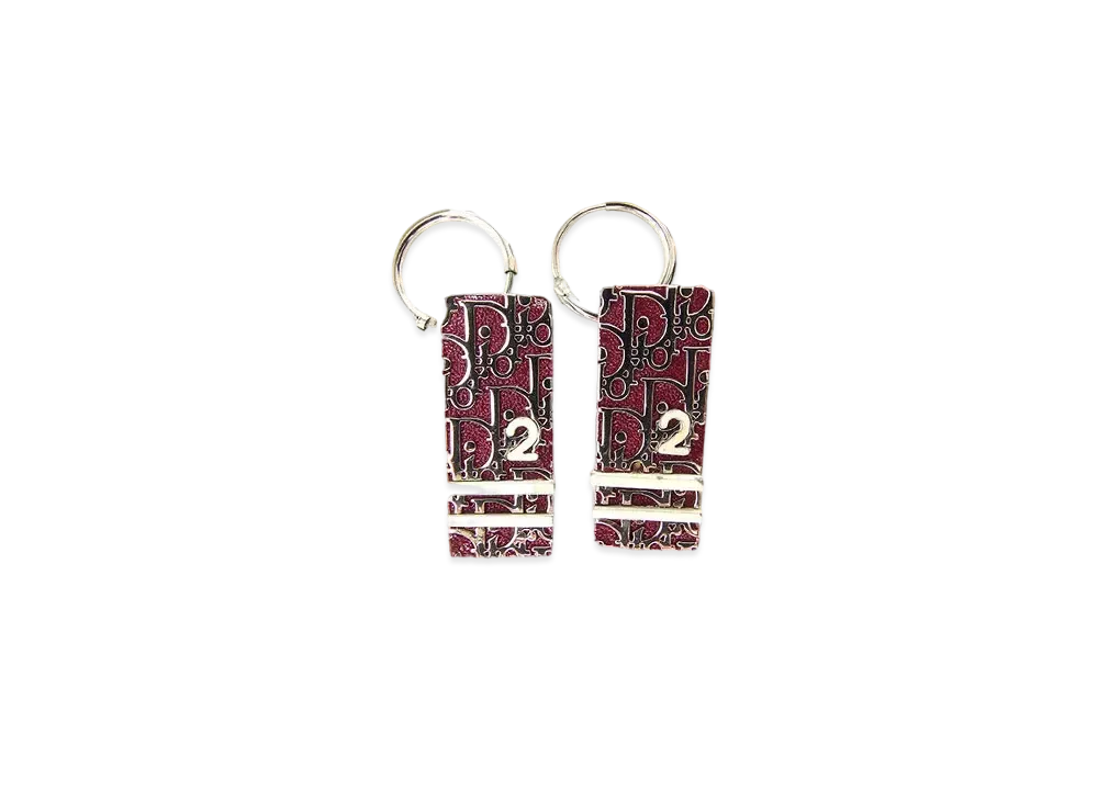 Dior Trotter Plate Earring "Bordeaux/Silver"