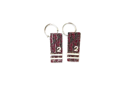 Dior Trotter Plate Earring "Bordeaux/Silver"