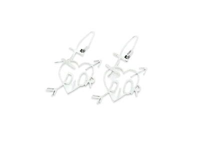 Dior Swing Heart Arrow Earrings "Silver"