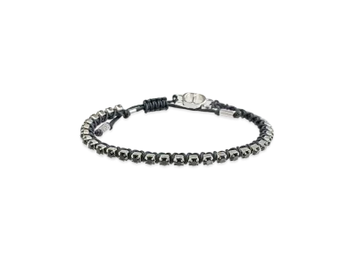 Dior DiorHomme Technical Rope Crystal Bracelet "Black/Silver"