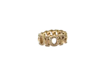 Dior Logo Rhinestone Ring "Gold"