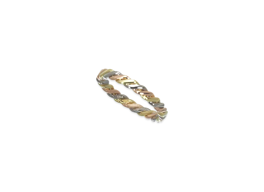 Dior Three Color Twist Ring "Yellow Gold/White Gold/Pink Gold"