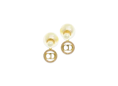 Dior Tribales Earrings Resin Pearls CD Logo "Gold"