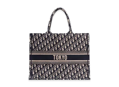 Dior Book Tote Large Bag Oblique Embroidery House of Dior Ginza 1st Anniversary Limited "Ecru/Blue"